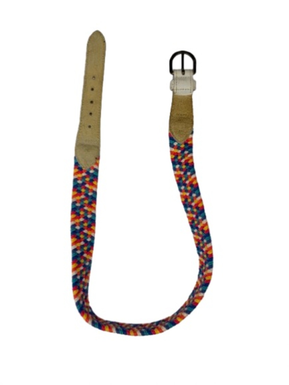 Vintage Rainbow Braided Woven Leather Belt Small Medium 31” Boho Pride Colorful - Picture 4 of 8